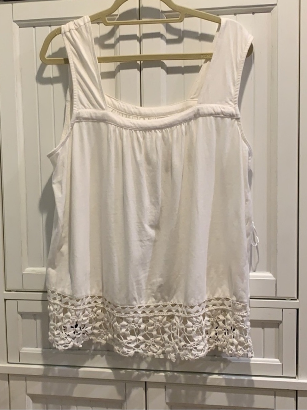 Anthropologie White Eyelet-Hem Camisole Tank